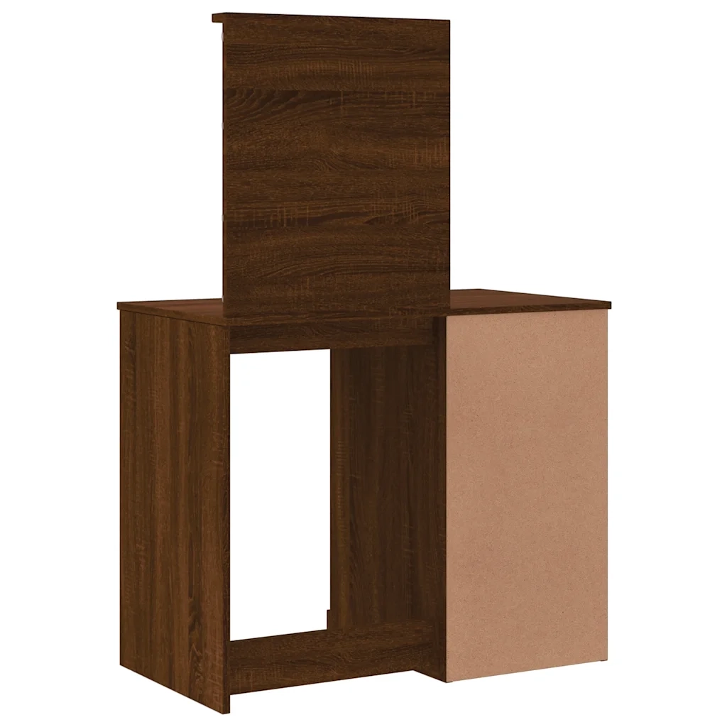 Toeletta | Tavolo da Trucco con Luci LED Rovere Marrone 90x42x132,5 cm