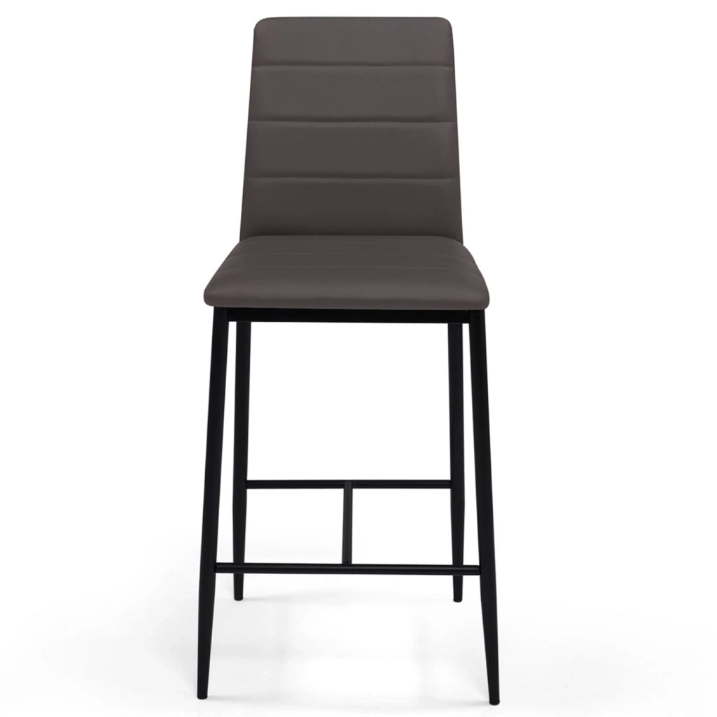 IDMarket - Set di 4 sgabelli da bar imbottito design contemporaneo in PVC grigio ROMANE
