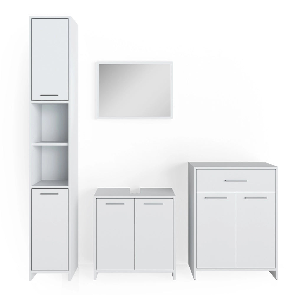 Vicco Set mobili bagno Bianco 4 parti, con armadio alto e cassettiera