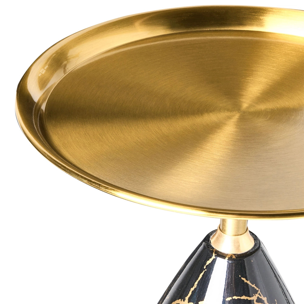Tavolino in metallo nero e oro con piano in vetro temperato Effetto marmo Tavolino da salotto Tavolino finale Stile glamour