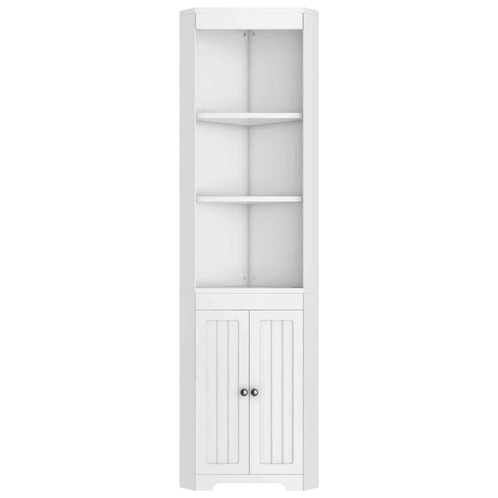 Armadio per bagno alto - Xylo - Bianco, tre scomparti, porte resistenti all'umidit??, scaffali scorrevoli