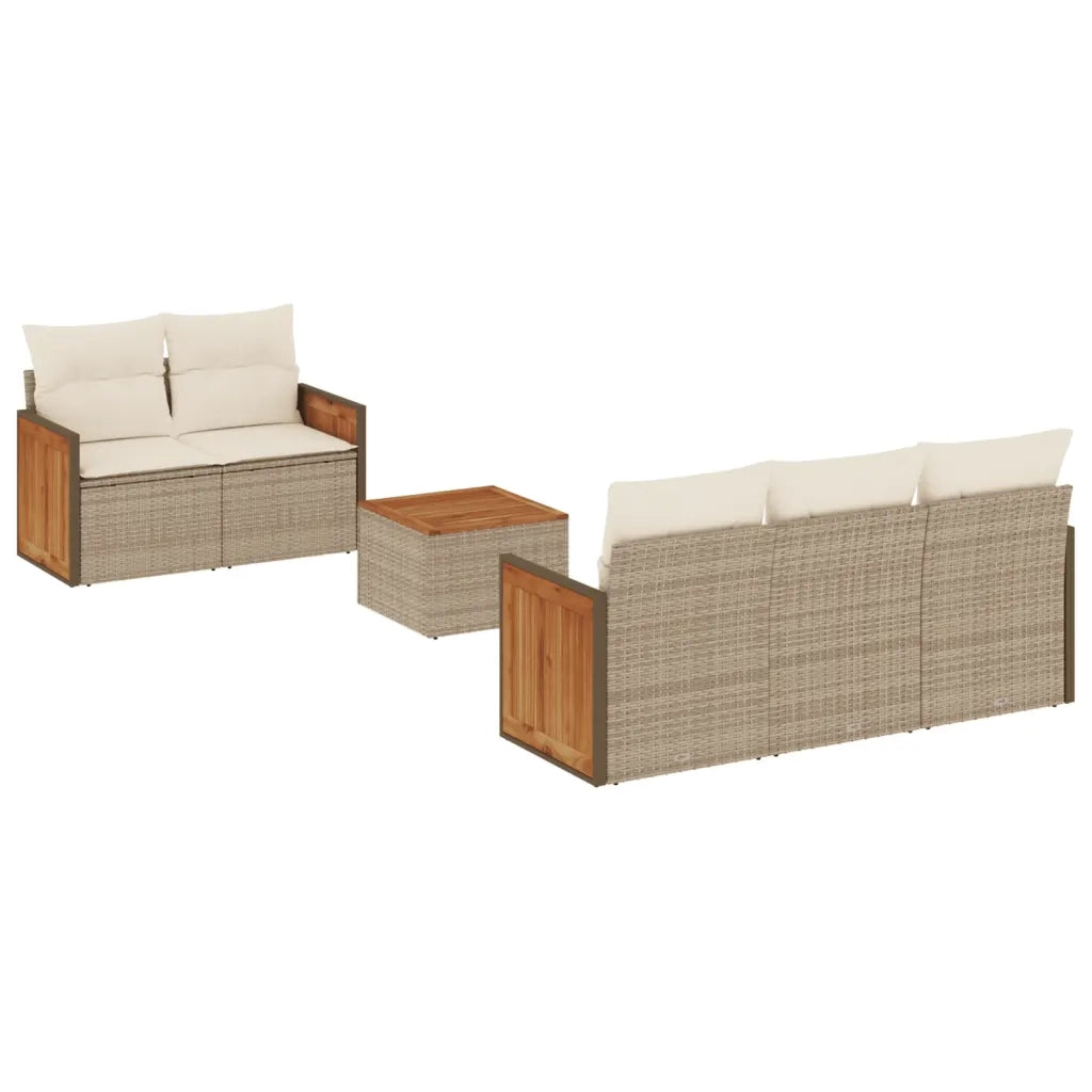 Set Divano da Giardino 6 pz con Cuscini Beige in Polyrattan 3227465