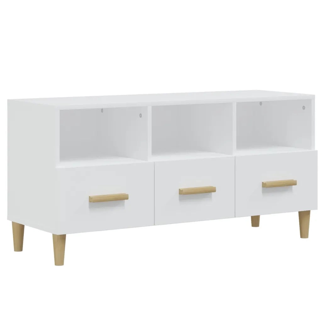 Mobile Porta TV Bianco Lucido 102x36x50 cm in Legno Multistrato 812606