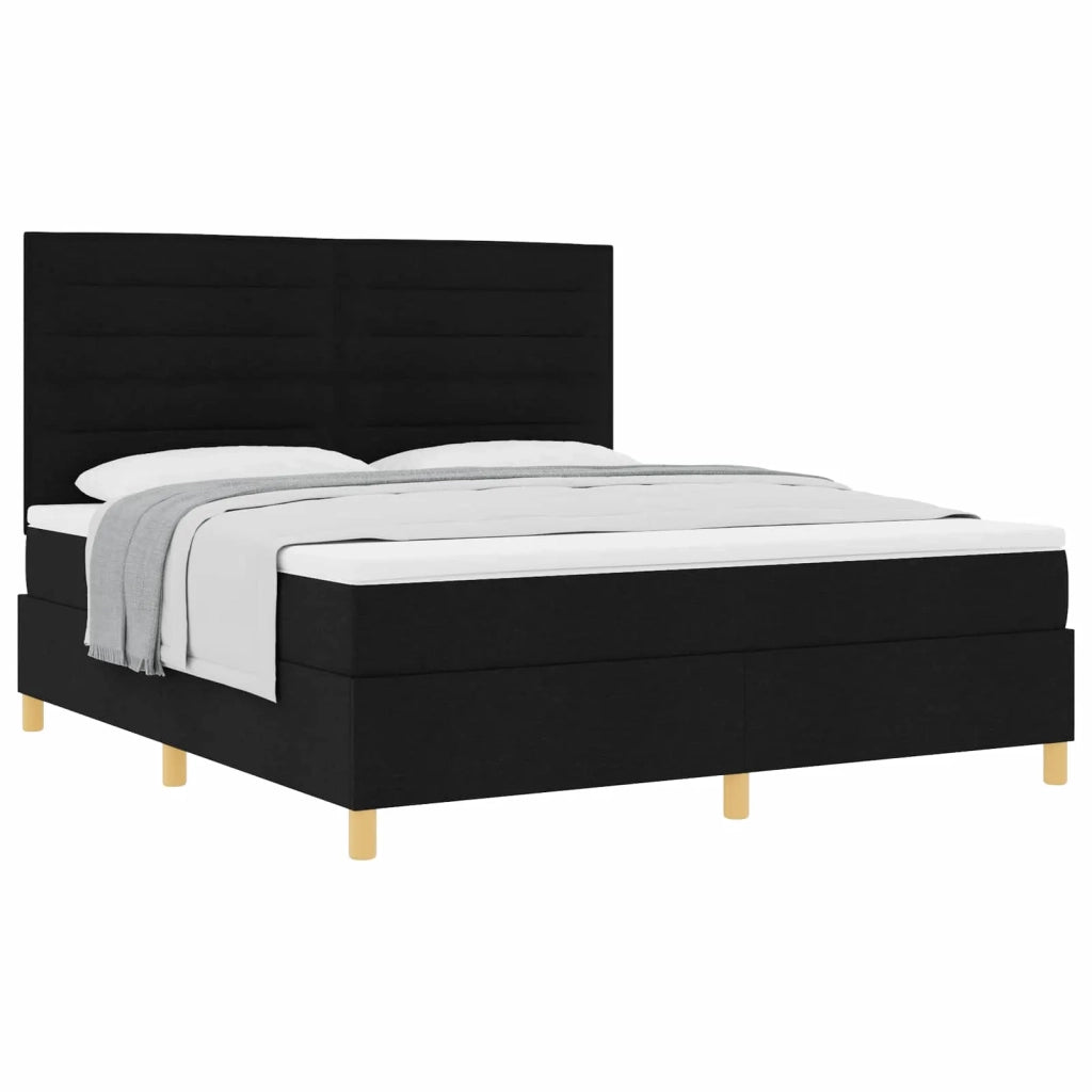 Letto a molle con materasso Nero 180 x 200 cm Tessuto