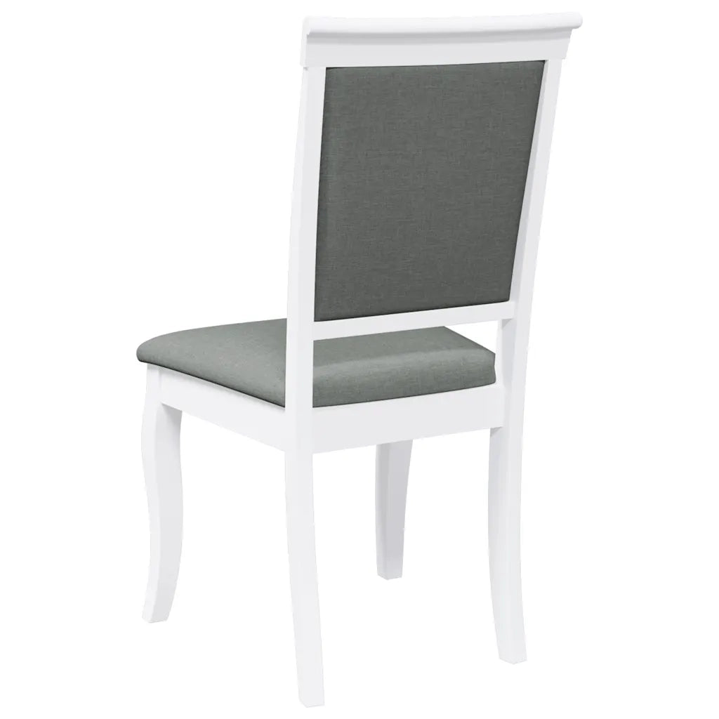 Sedie da Pranzo con Cuscini 2 pz Bianco Legno Massello di Hevea