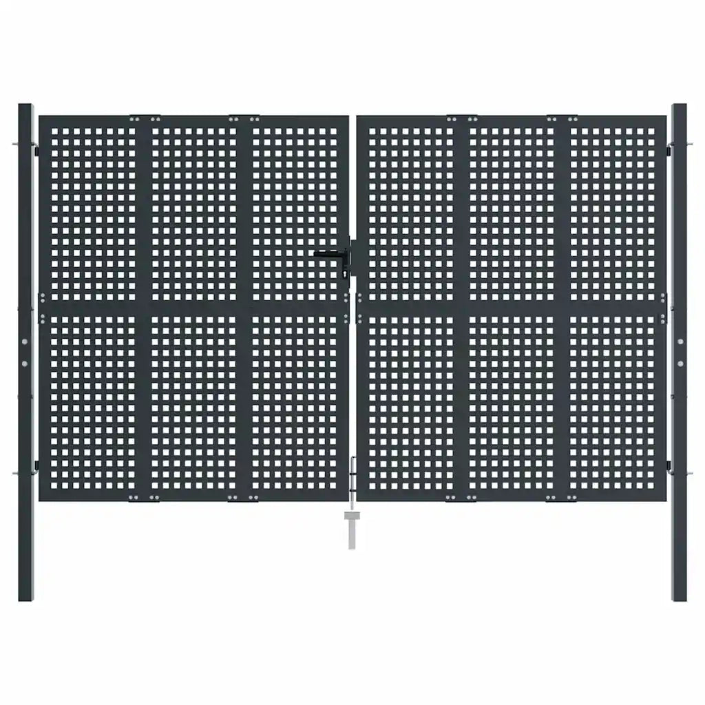 Cancello da Giardino Antracite 300x175 cm in Acciaio 154569