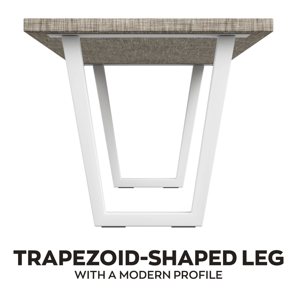 Tavolo da pranzo in legno e metallo con piedi trapezoid bianchi 220x100 cm Grigio Testurizzato