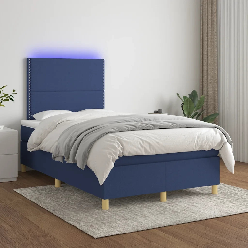 Letto a Molle con Materasso e LED Blu 120x190 cm in Tessuto 3270245