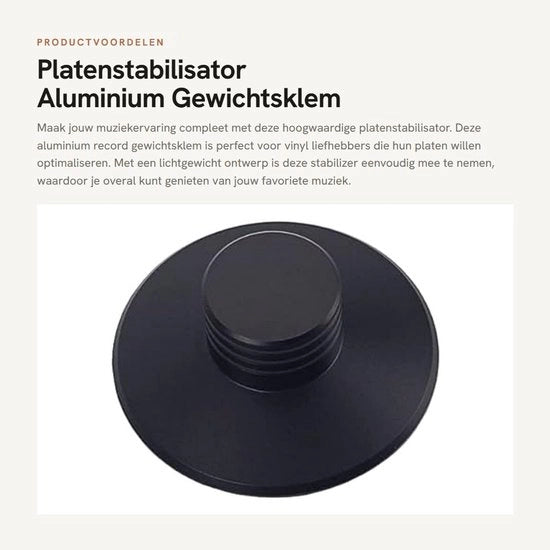 Stabilizzatore di peso Leggero - Aluminio - Stabilizzatore di piatto - Dischi LP - Lettore CD - Riduce vibrazioni - Piatto di peso
