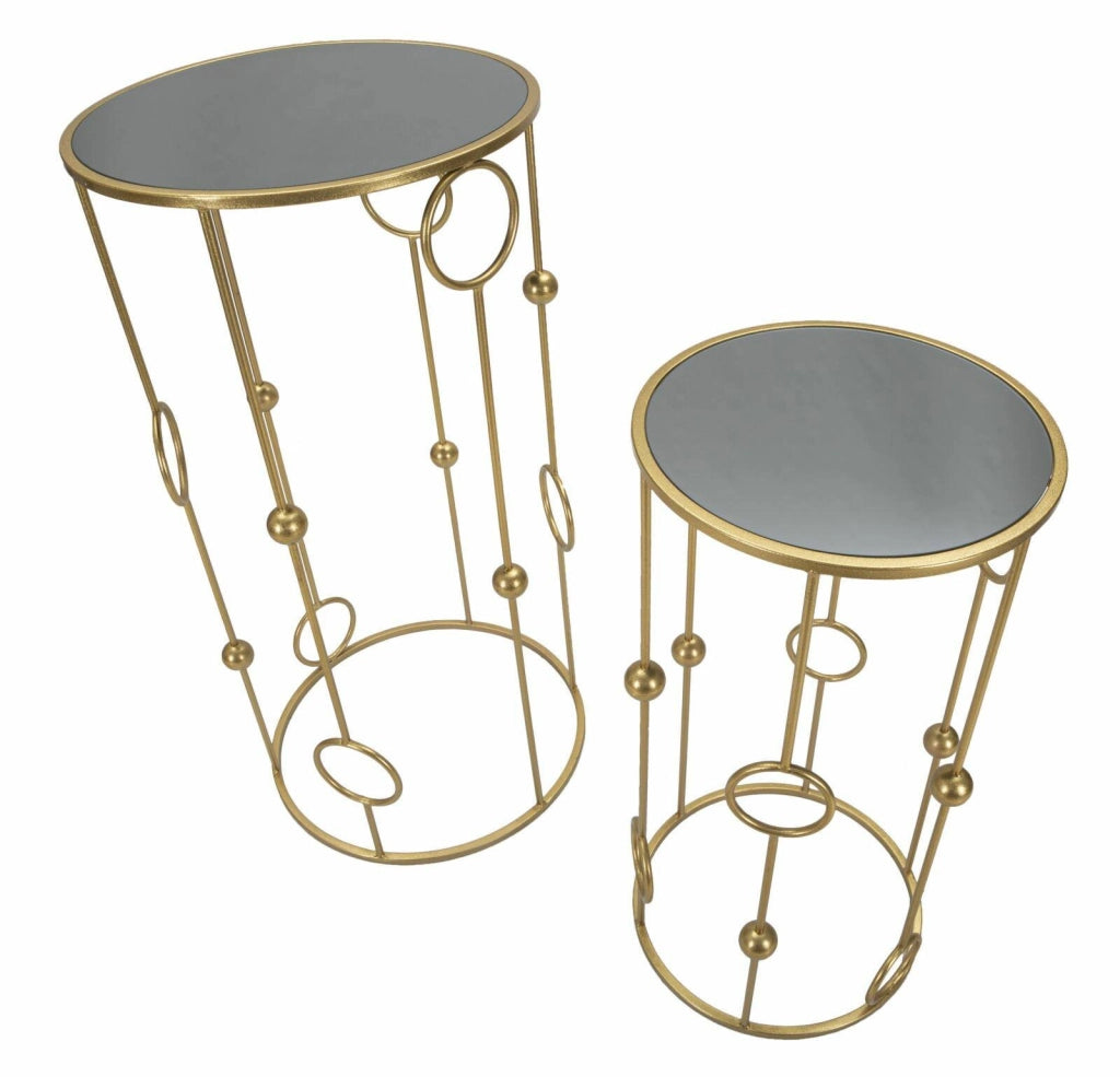Tavolino da salotto Leonid, Tavolo basso da caffè, Portariviste per divano, Ripiano da soggiorno, 50x50 h100 cm, Oro
