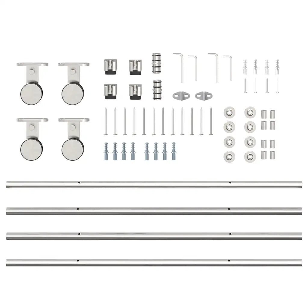 Kit Binari Porta Scorrevole 200 cm Acciaio Inossidabile Argento