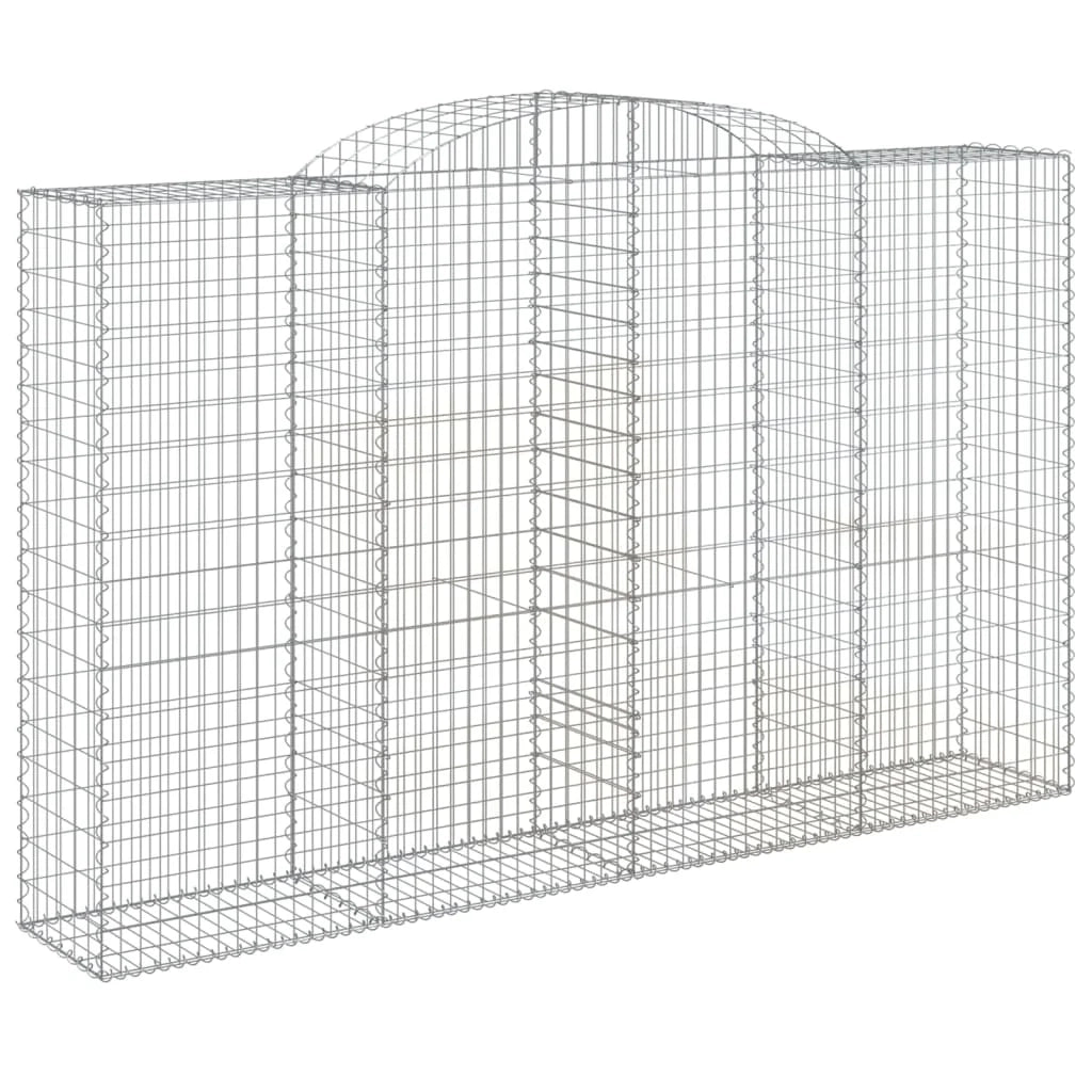 Cestini gabbioni recinzione a gabbia muro di contenimento ad arco 10 pezzi 300 x 50 x 180/200 cm ferro zincato argento 02_0040266