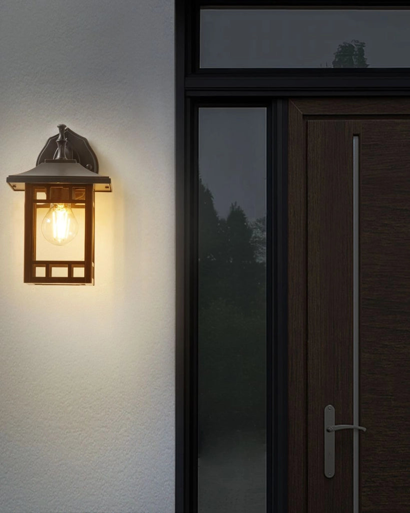 Lampada da parete per esterno metallo e vetro nero 28 cm esterno giardino stile tradizionale