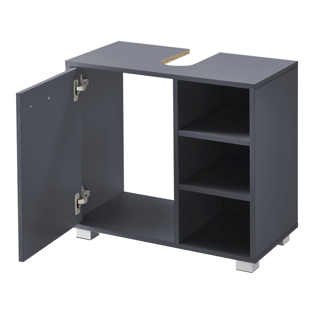 Mobiletto sottolavabo di design mobiletto portaoggetti per il bagno con 3 ripiani pannello di particelle rivestito in melaminico 56 x 60 x 31 cm grigio 03_0005858