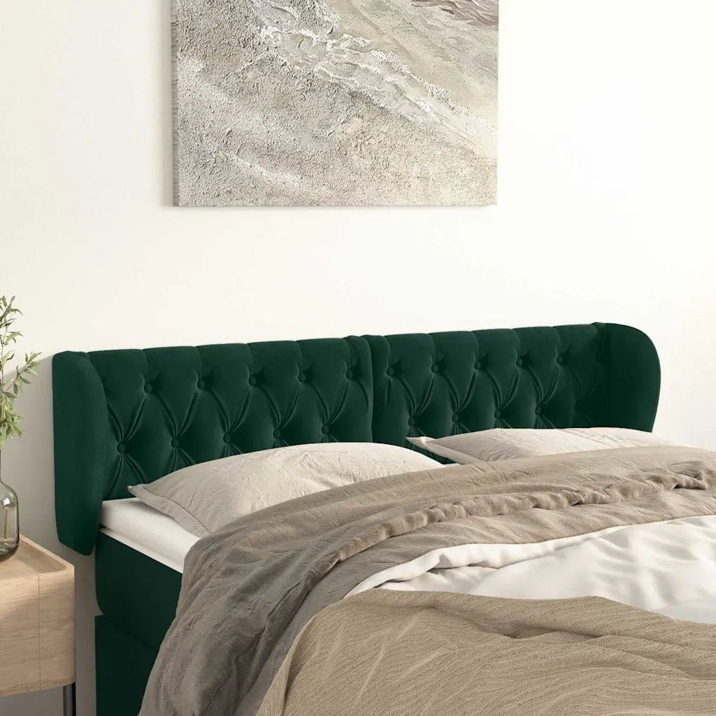 Testiera ad Orecchio Verde Scuro 147x23x78/88 cm in Velluto 3117531