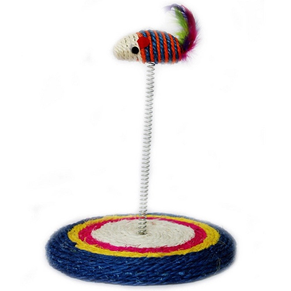 Trade Shop - Gioco Con Pupazzo Topolino Palestra Per Gatto Unghie Tiragraffi Base Molla -