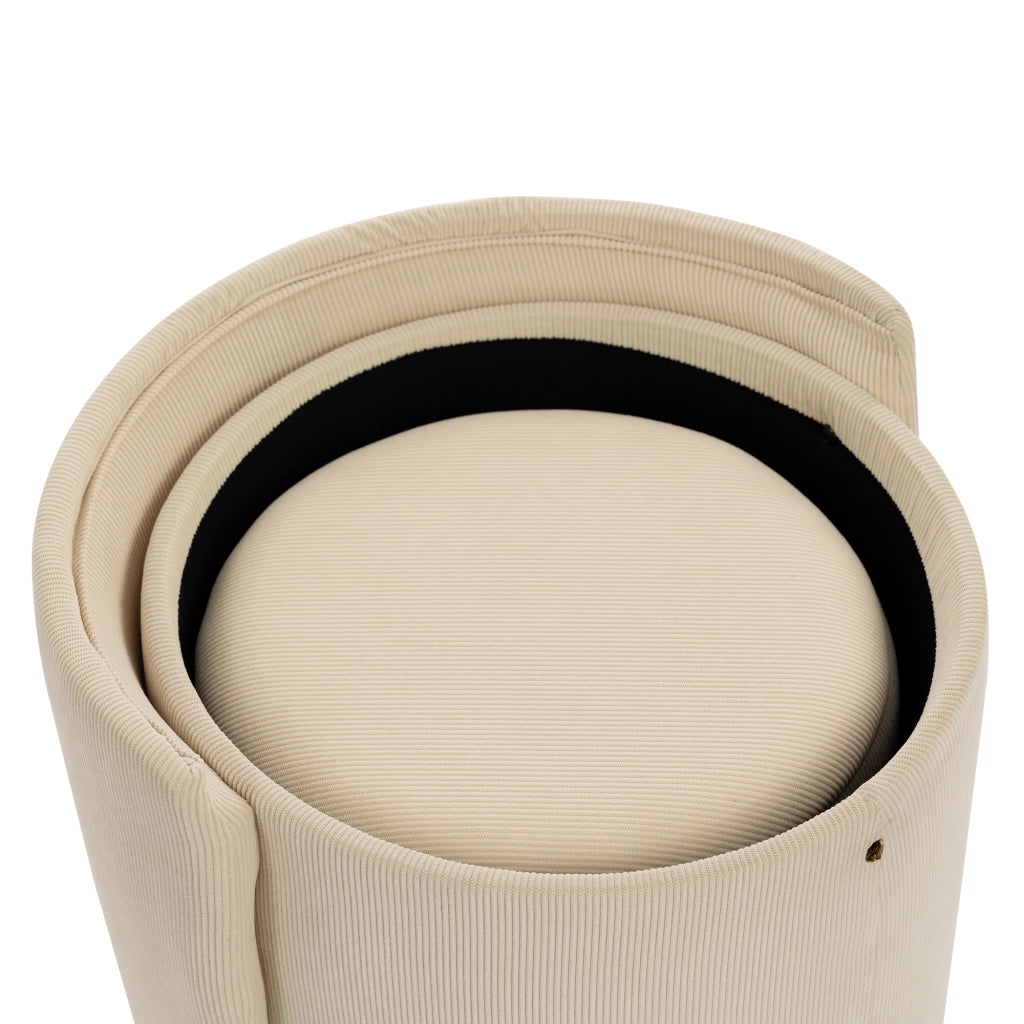SGABELLO Girevole Contenitore 53x50x47 cm Velluto a coste Beige