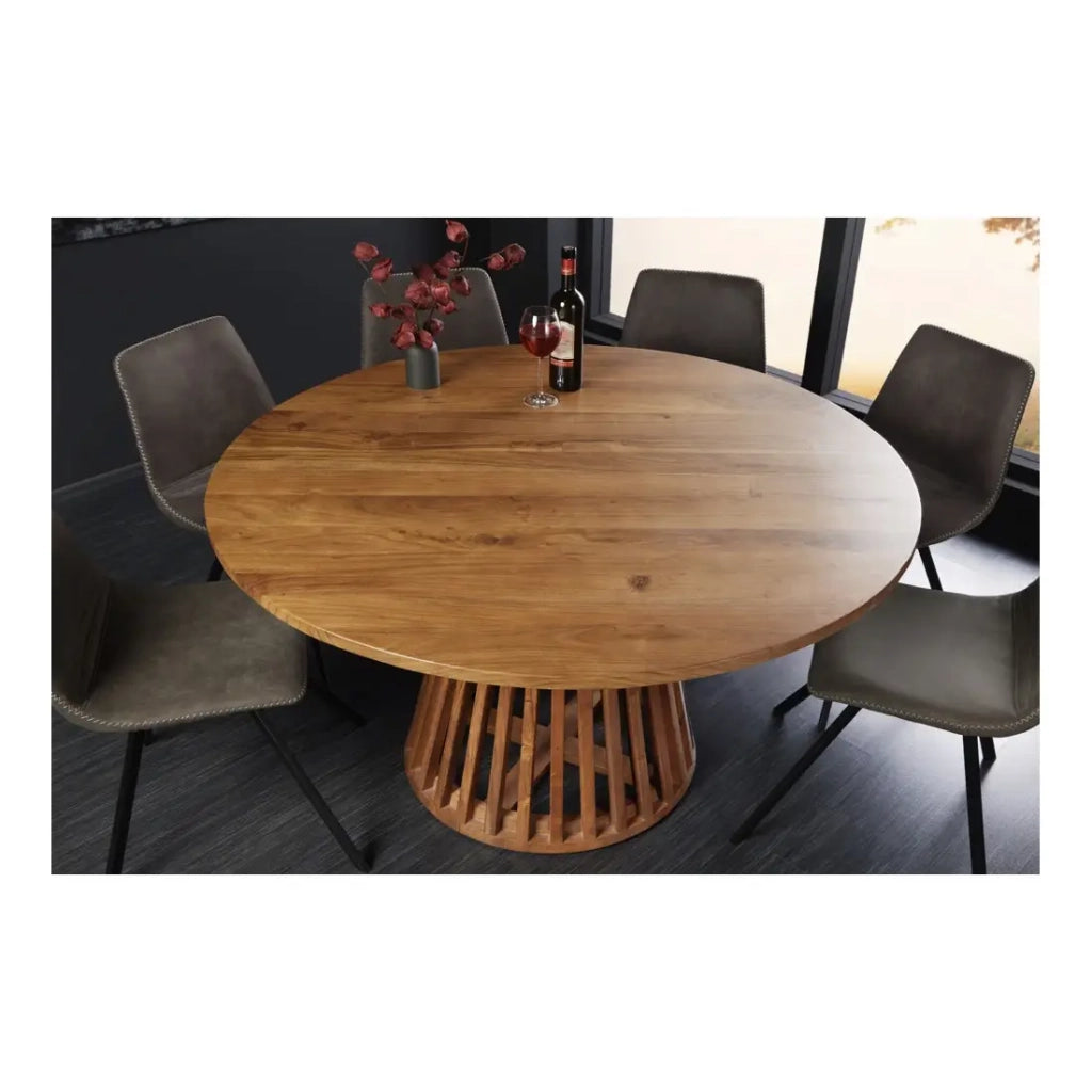 Tavolo da pranzo TALMA – Rotondo diametro 140 cm – Legno massiccio di acacia verniciato – Stile rustico