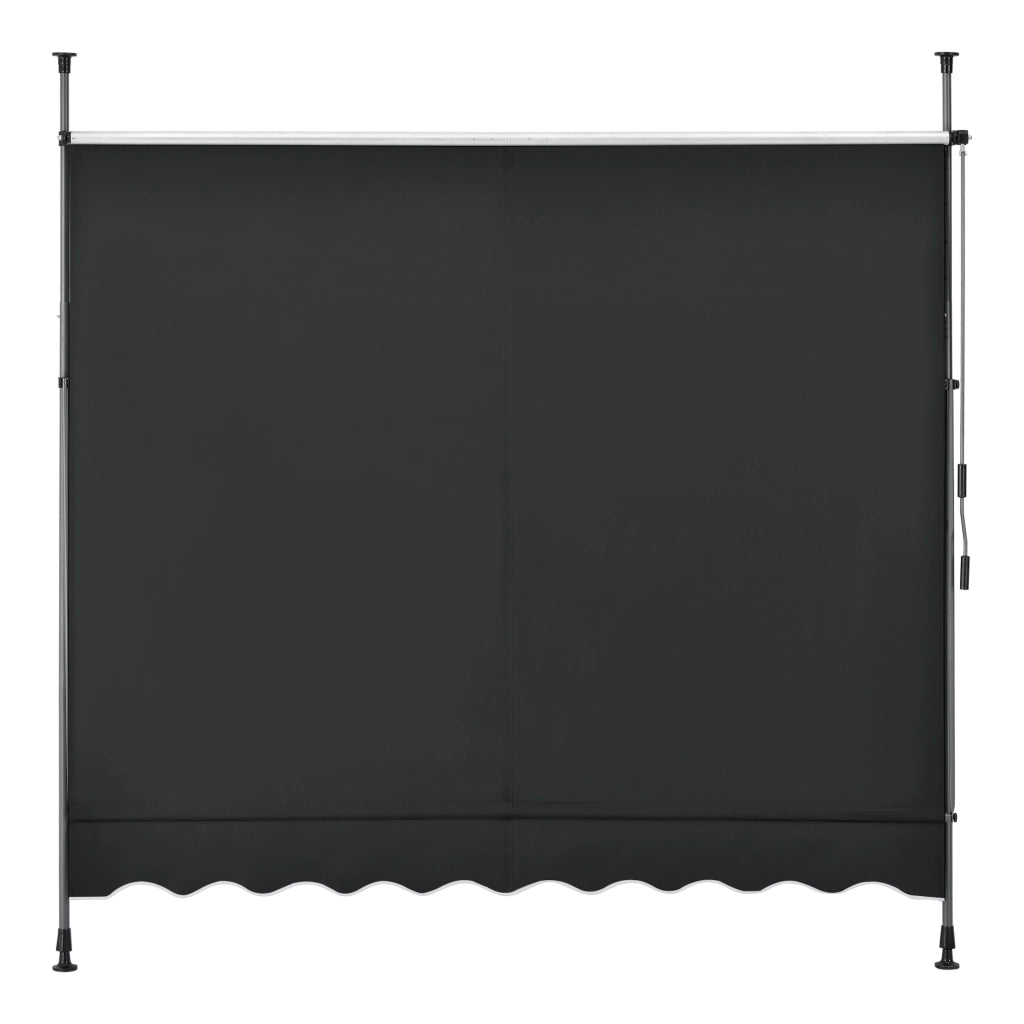 Tenda da Sole a Muro con Pali di Supporto Telescopici Parasole 350 x 120 cm (LxP) Nero pro.tec