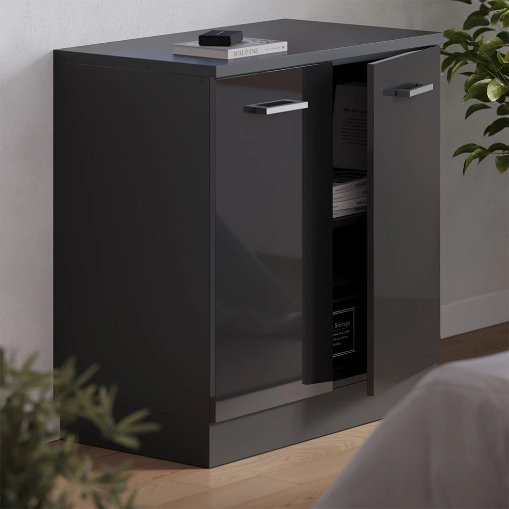 Mobile cucina sottotetto R-Line Antracite lucido/Antracite 80 cm senza inclinazione con 2 ante Vicco