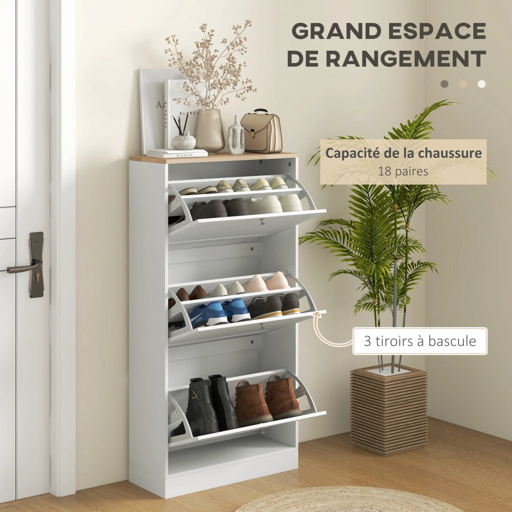 Scarpiera Scandinava 3 Ante ¨C Zephmum ¨C Bianco Legno 60x23.5x115
