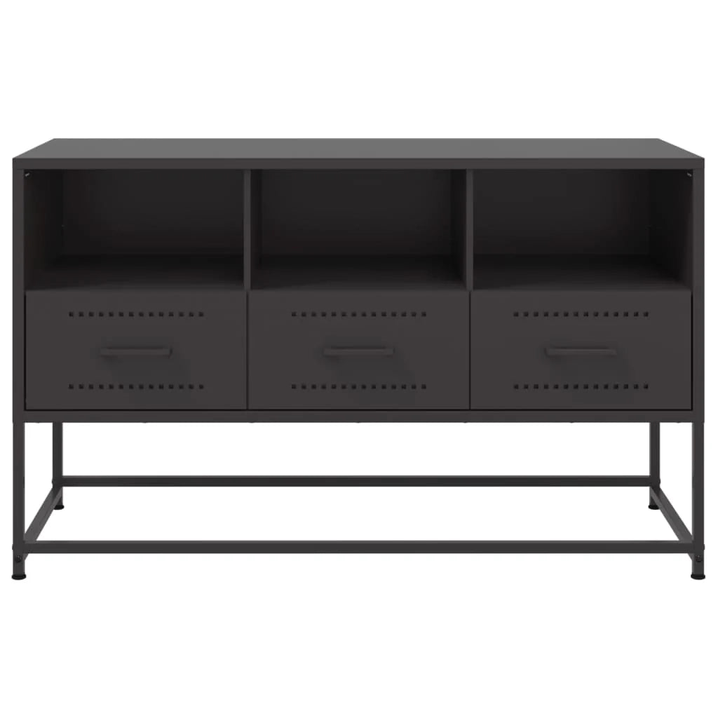 Mobile TV multimediale scaffale TV credenza mobile TV sala da pranzo soggiorno camera da letto 100,5 x 39 x 60,5 cm acciaio nero 02_0025552