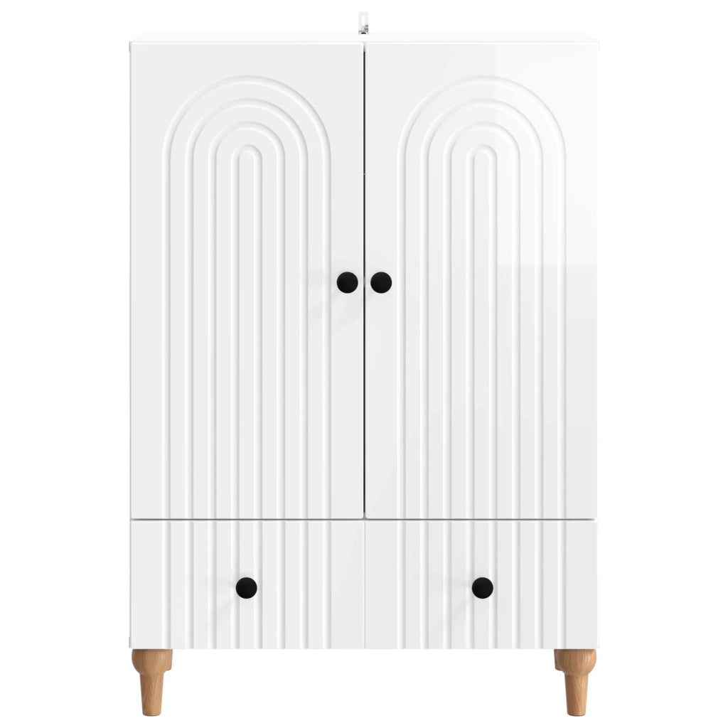 Credenza Bianco Lucido 66 x 34,5 x 95 cm Legno ingegnerizzato