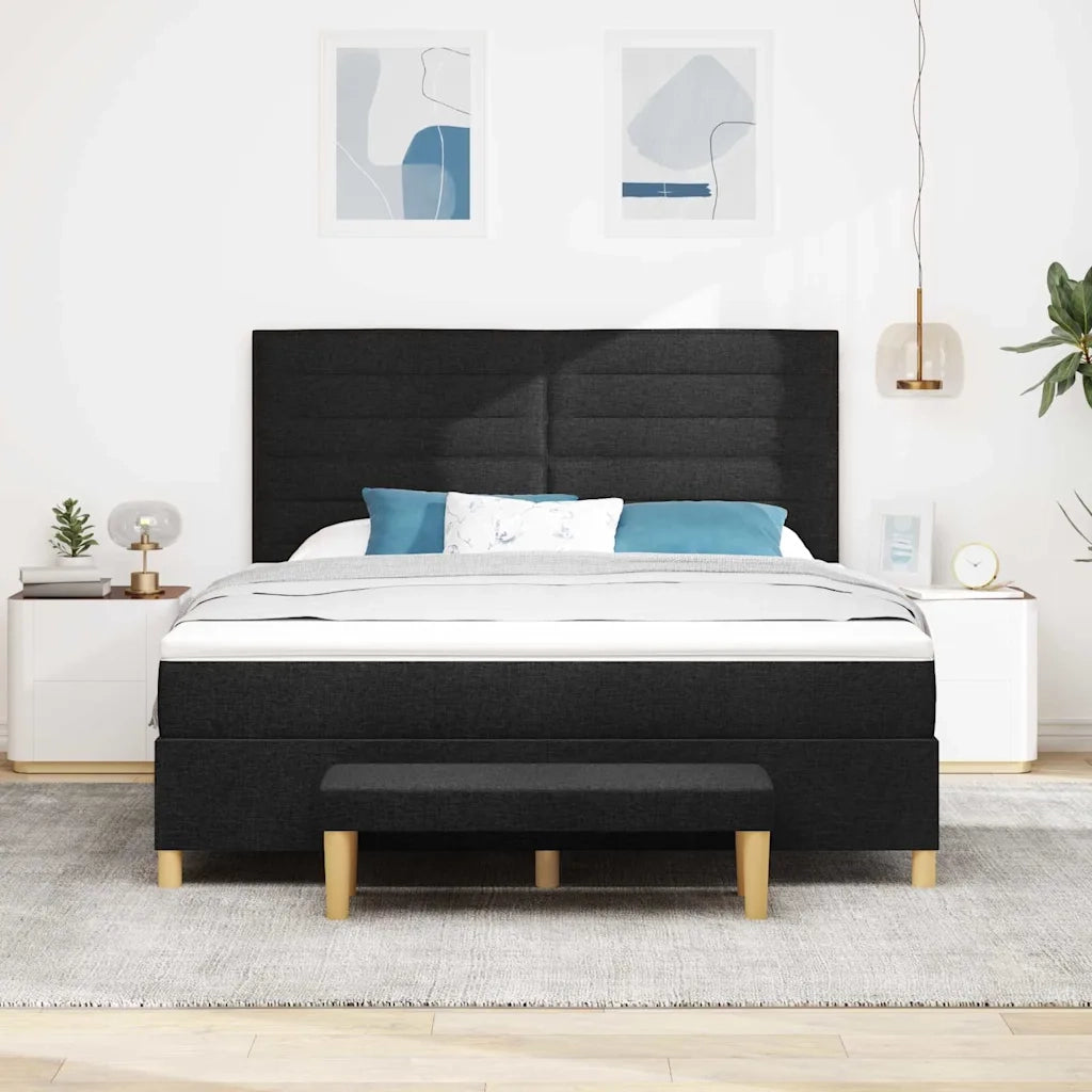 Letto a molle con testiera Nero 200 x 180 cm Tessuto 3344242