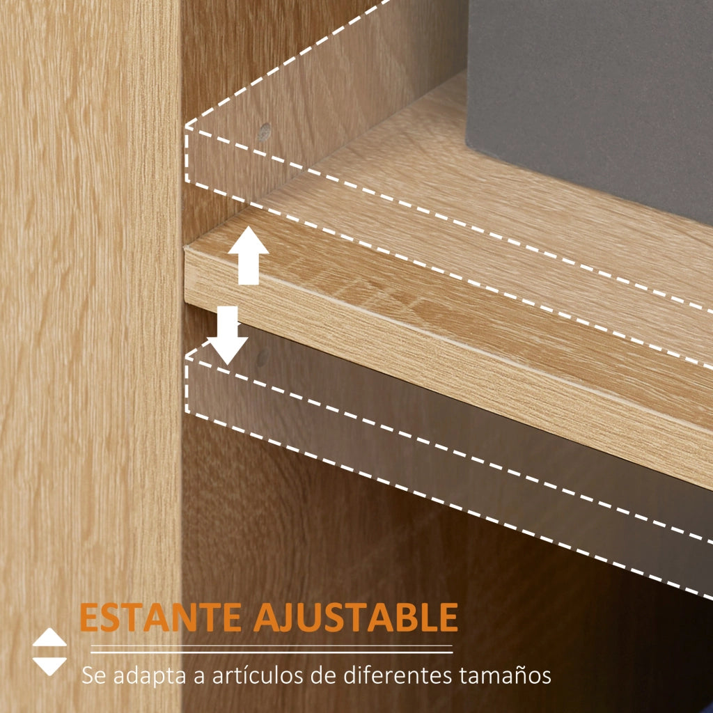 Mobile Ingresso Moderno ¨C Xylo ¨C 2 Ante 1 Cassetto 3 Ripiani Legno Naturale 80x30x96,5cm