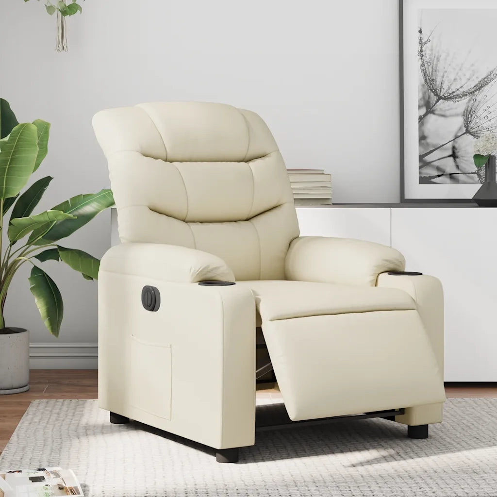 Divano Sedia-Poltrona Reclinabile Elettrica Crema in Similpelle 892830