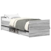 Letto singolo | Letto per adulti | Giroletto con Testiera e Pediera Grigio Sonoma 75x190 cm