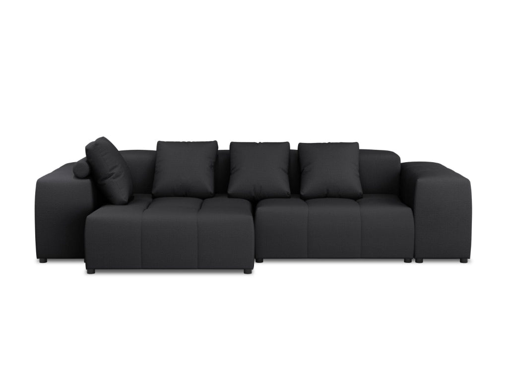 Cosmopolitan Design - Divano angolare modulare reversibile "Rome" 4 posti in tessuto strutturato nero 