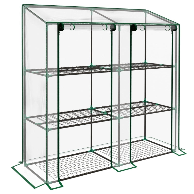 SERRE Mini a 3 livelli 143x46x141/151 cm in acciaio e PVC trasparente
