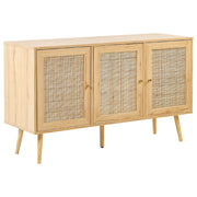 Credenza con 3 ante in rattan in colore marrone chiaro stile boho soggiorno camera da letto