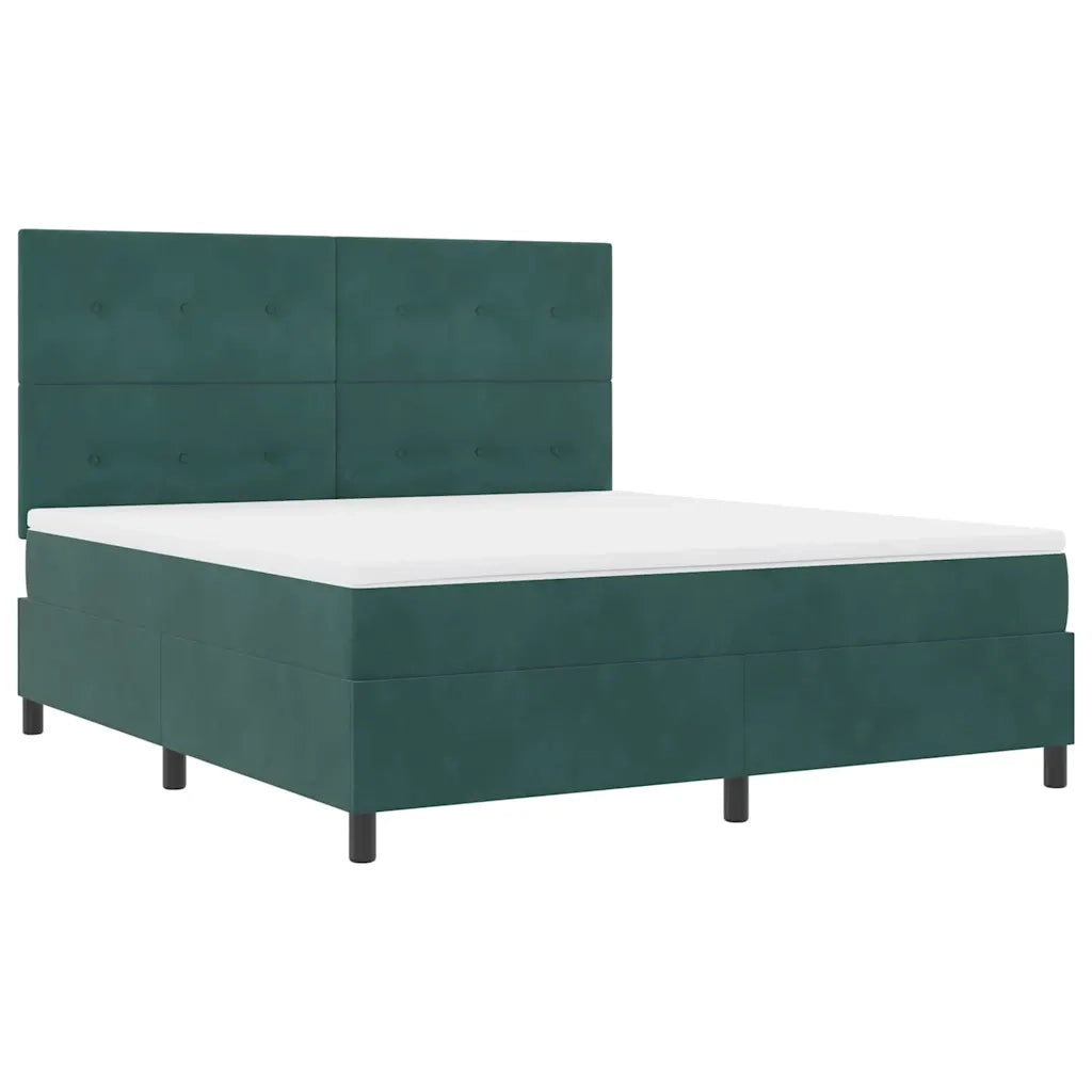 Letto a Sorgente LED Verde Scuro 180 x 200 cm Velluto 3343331