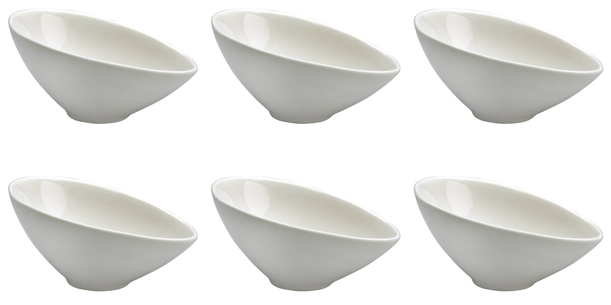 Set 6 Coppette Oblique 8x11,5x5,5 cm in Porcellana Allluminica Kaleidos Aluxina Bianche