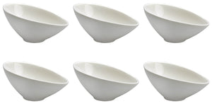 Set 6 Coppette Oblique 8x11,5x5,5 cm in Porcellana Allluminica Kaleidos Aluxina Bianche