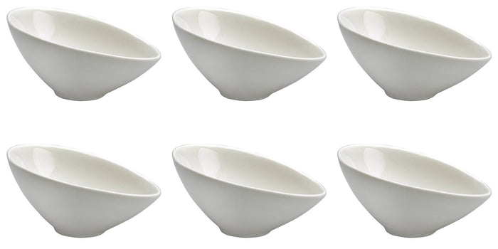 Set 6 Coppette Oblique 8x11,5x5,5 cm in Porcellana Allluminica Kaleidos Aluxina Bianche