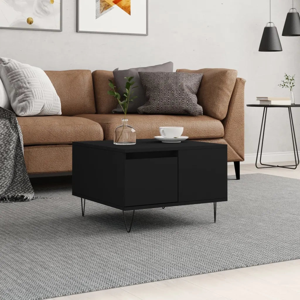 Tavolino da salotto | Tavolino da caff¨¨ | Tavolino da Soggiorno Nero 55x55x36,5 cm in Legno Multistrato