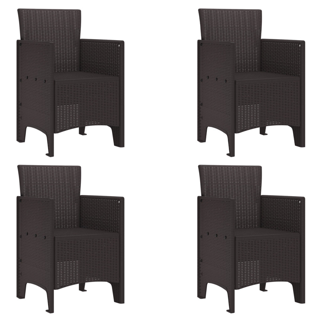 Set da Pranzo da Giardino 5 Pezzi Marrone Poly Rattan