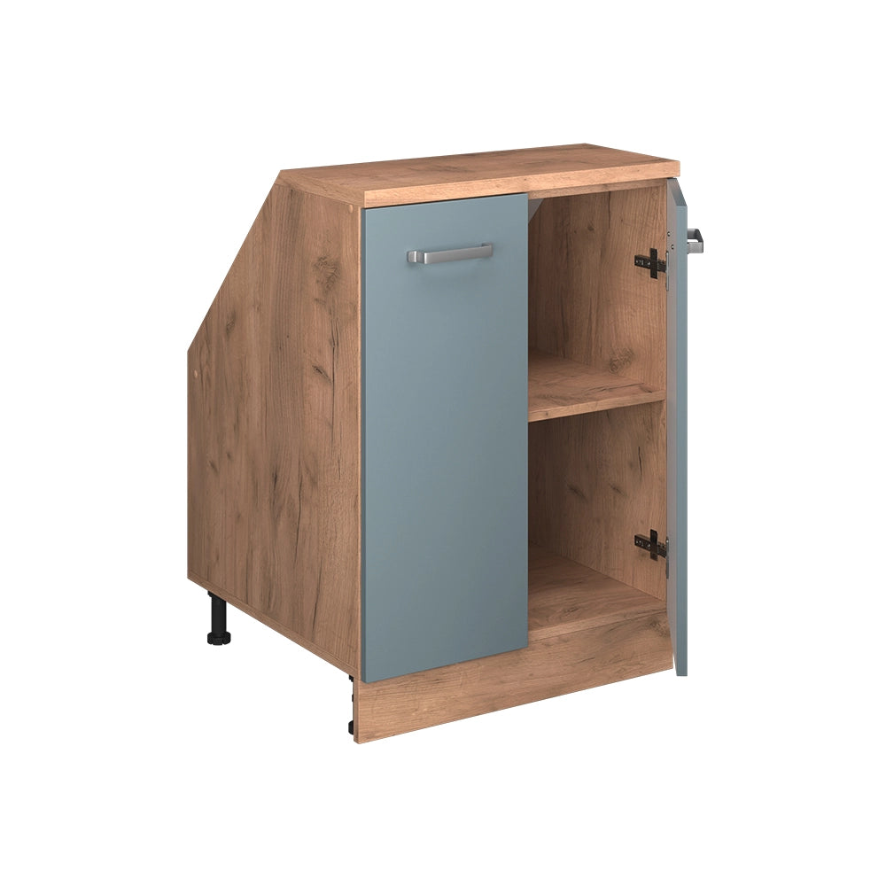 Mobile sottotetto Rion Grigio-blu/Rovere dorato 60 x 83.8 cm con 2 porte, carcassa 60 cm profondità Vicco