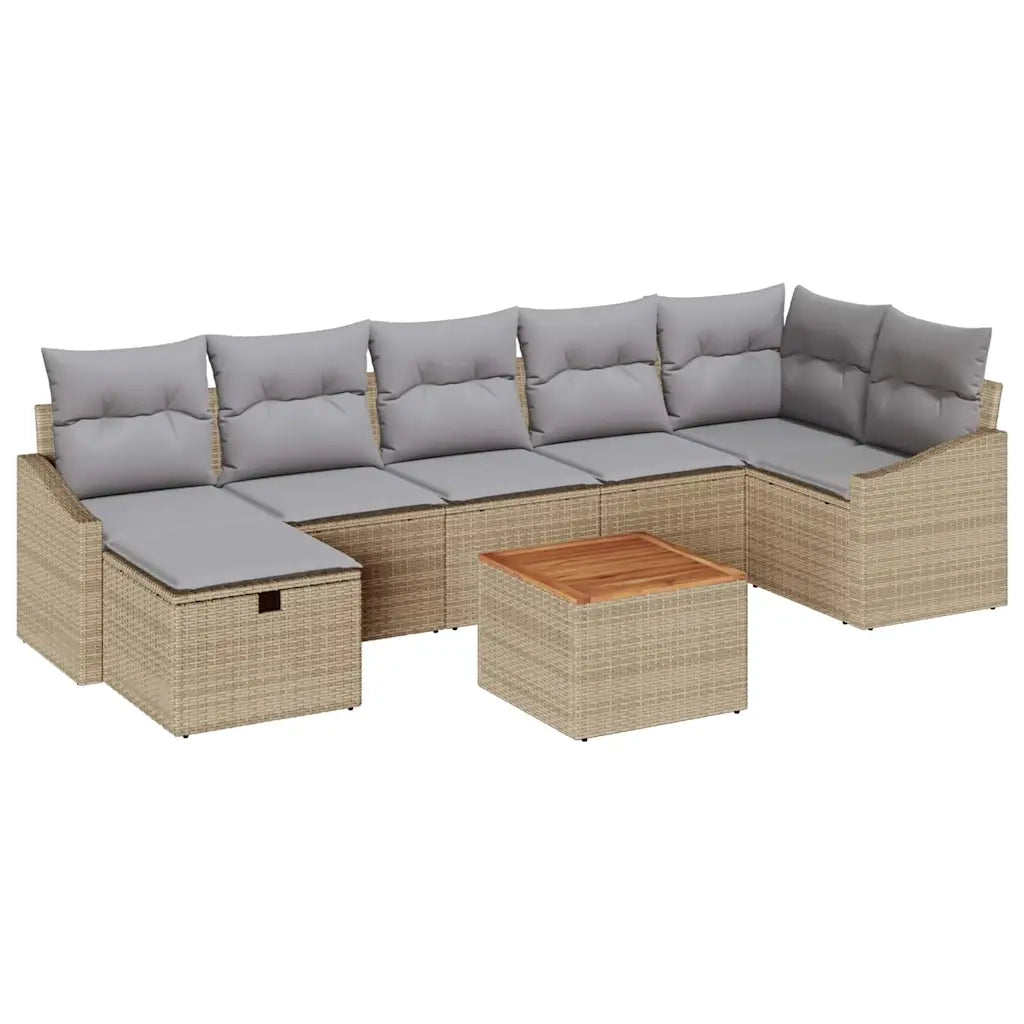 Set Divano da Giardino con cuscino 8 pcs Beige polyrattan 3359574