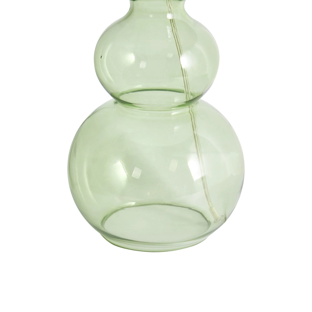 Lampada da tavolo decorativa Forma scultorea Base in vetro Paralume a campana Tessuto verde