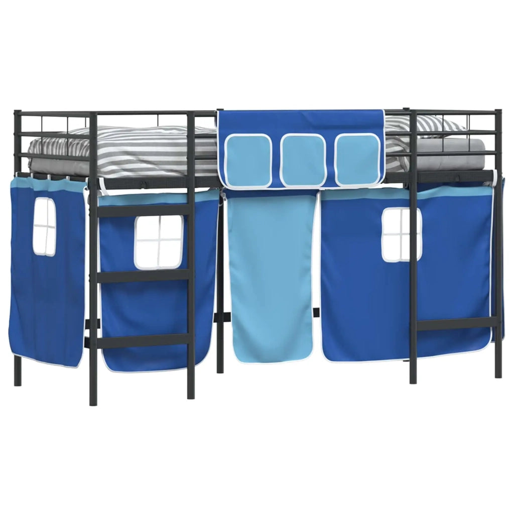Struttura del Letto Loft per Bambini con Tendine Nero e Blu 42020798