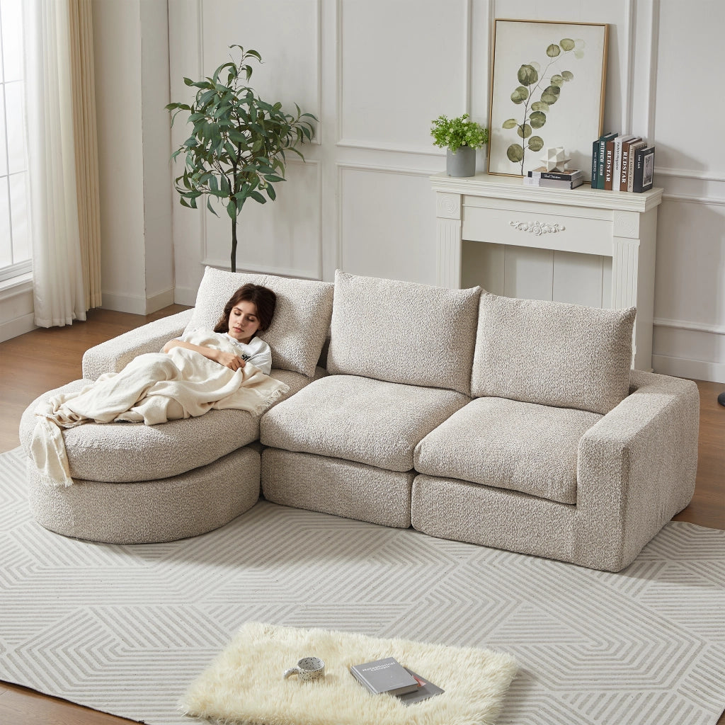 Divano Angolare Modulare con Chaise Longue ¨C MINIMAL ¨C Chenille, 2 Posti