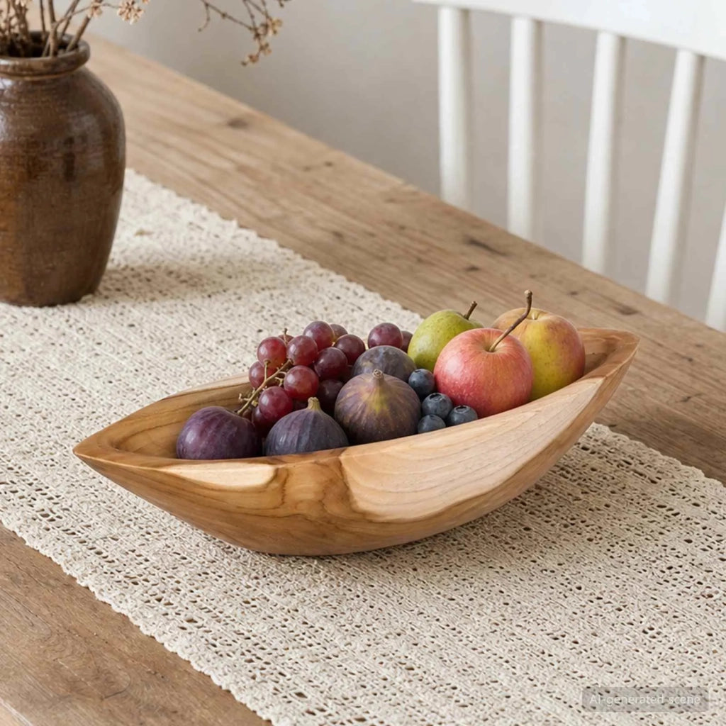 Fruit Bowl JEPARA Teak Brown 46 x 16 x 11 cm 42010341