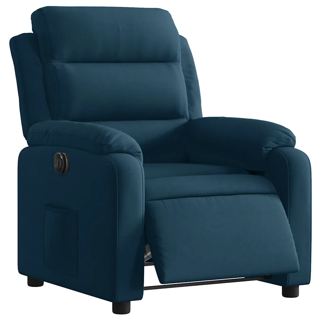 Poltrona | Sedia Relax Reclinabile Elettrica Blu in Velluto
