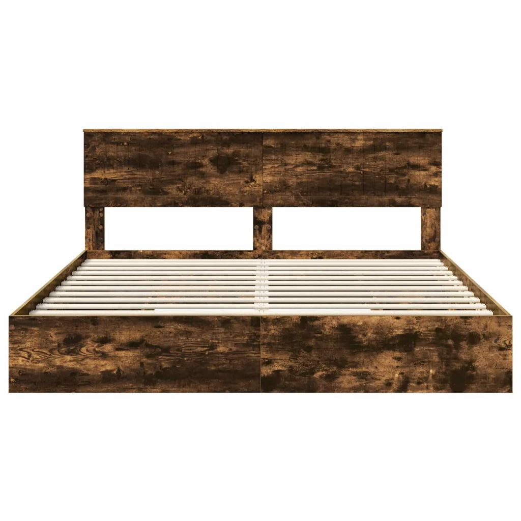 Letto con Contenitore con testiera Rovere fumé 180 x 200 cm
