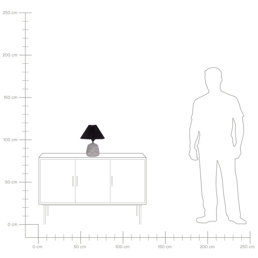 Set di 2 lampade da tavolo Base in ceramica nero Paralume sintetico plissettato Luce notturna da comodino