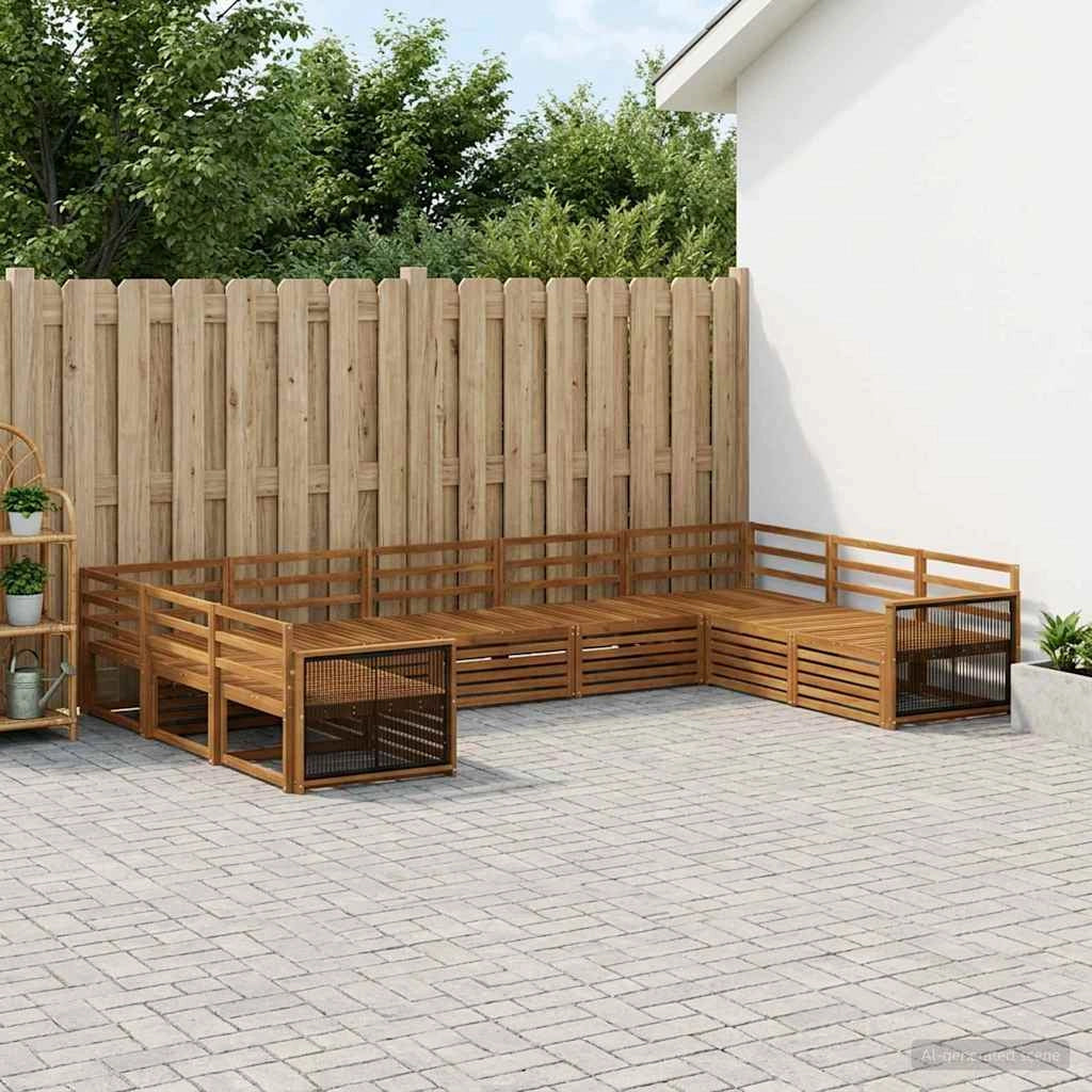 Set di divani da esterno 9 pz Naturale Legno di Acacia Massello 3383832